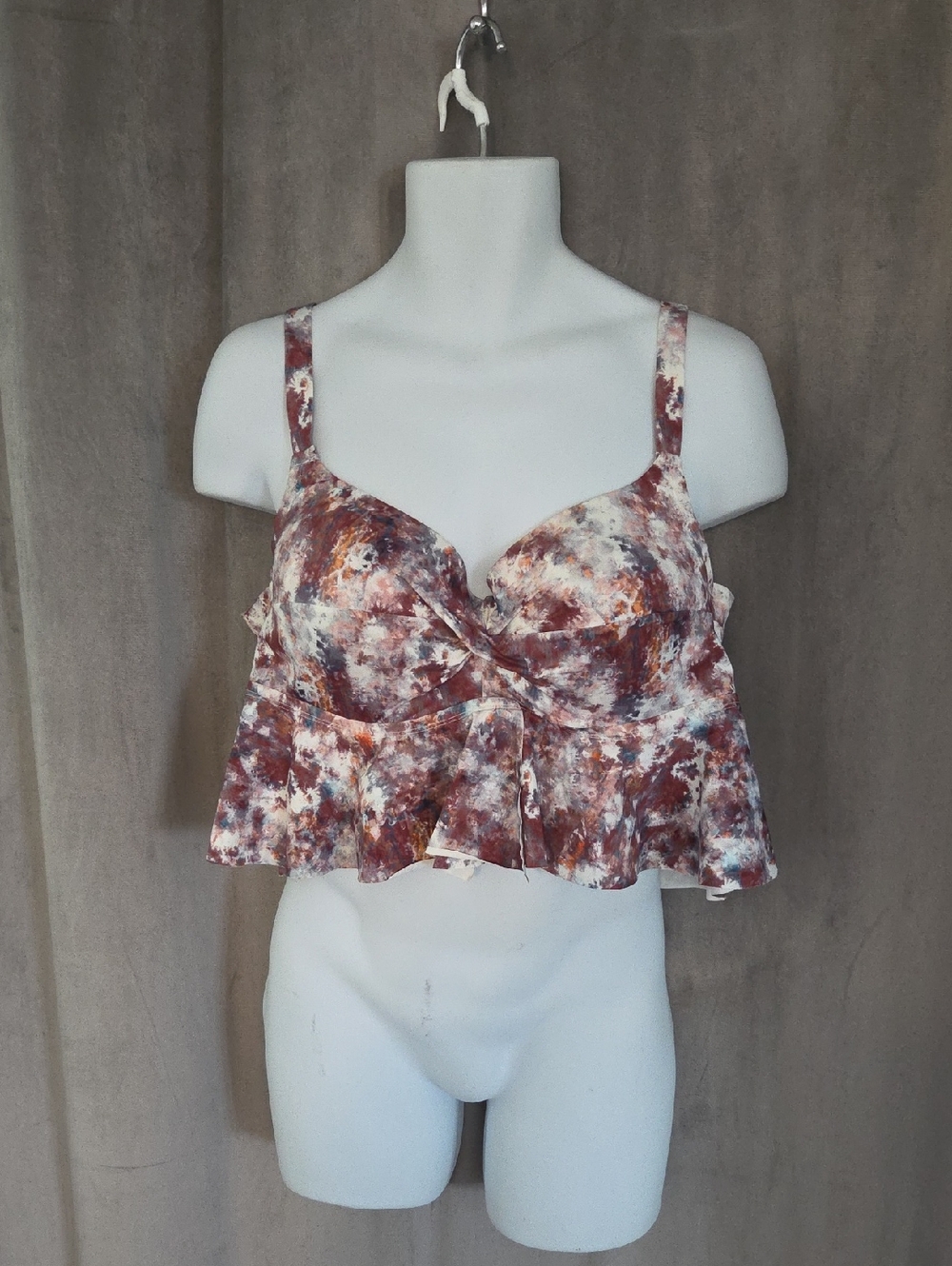 Addition Elle 40dd Tie-Dye Ruffle Swim Top Padded And Underwired